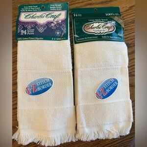 Charles Craft E-Z Stitch Cross Stitch Towels - 2 Ivory